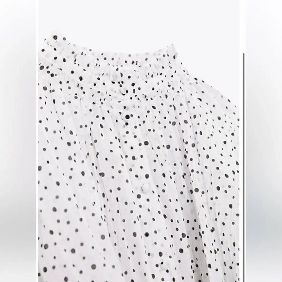 ZARA POLKA DOT BLOUSE - Picture 8 of 9